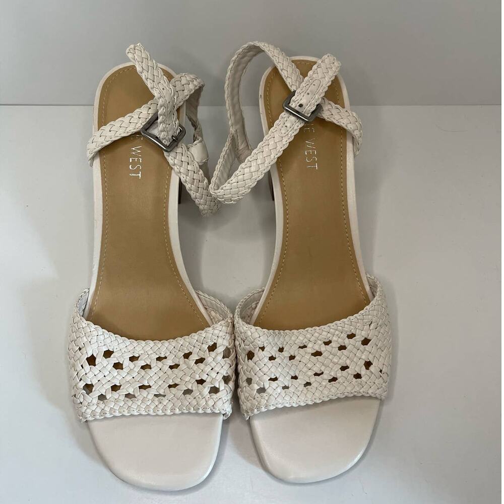 NWOT Nine West Tinsley Woven Block Heel Sandals Size 10